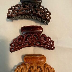 Set of 3 Vintage Claw Clips
